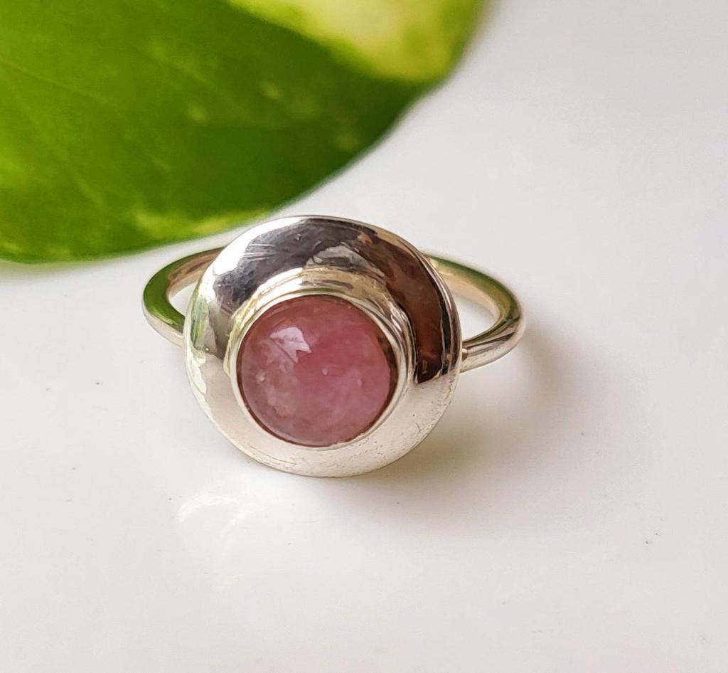 Натуральный розовый турмалин драгоценный камень 925 стерлинговое серебро дизайнерское кольцо размер 5.5 US