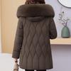 Winter Jackets Middle Age Woman Plus Size Outerwears Hooded Faux Fur Collar Thick Warm Casual Winter Coat Female Parkas
