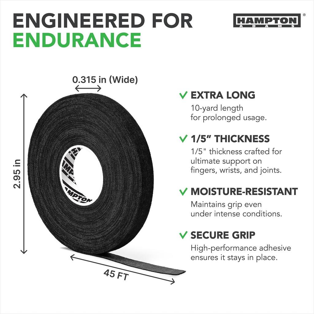 Hampton Adams Pro Finger Tape for Ultimate Protection Fast Extreme Climbing Tape with Super Strong Adhesive for BJJ (8-Pack) BJJ, Bouldering,