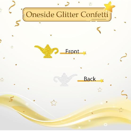 100pcs Genie Lamp Confetti, Gold Genie Lamp Table Confetti for Magical Birthday Party, Teapot Paper Scatters, Baby Shower/Magical World Themed Party