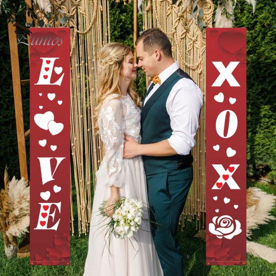 1 пара куплетов на День святого Валентина, привлекательный прозрачный узор, подвесной баннер на дверь для украшения дома, праздника