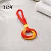 Safe Chewing Toys for Pets Bungee Dog Tug Toy, Woven Ring with Long Handle, Interactive Chew Teeth Cleaning Supplies Toy Medium Large Dogs,