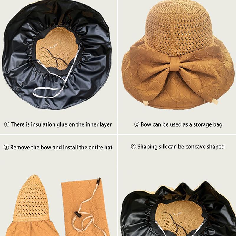 Летняя шляпа от солнца, женская соломенная плетеная шляпа с козырьком от солнца и защитой от ультрафиолета, с большими полями, черная клеевая дышащая шляпа-ведро, солнцезащитная шляпа