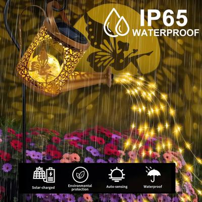 Светодиодные фонари-лейки для душа, IP65 водонепроницаемые металлические солнечные фонари, подвесной фонарь-чайник для украшения двора виллы на открытом воздухе