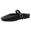 Retro Flat-bottomed Woven Bag Head Slippers Women's 2025 New Spring Large-size Square Head French Mary Jane Heel-less Single Shoes
