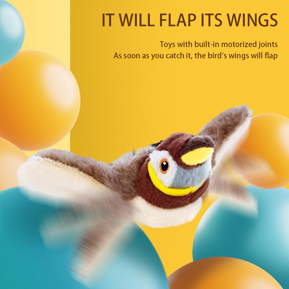 Интерактивные игрушки для кошек с зарядкой через USB, хлопающие крылья, играющие с птицами, игрушки для кошек, интерактивные игрушки для птиц, щебечущие птицы, плюшевые игрушки
