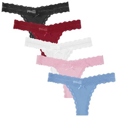 HINICE Мягкие хлопковые рубчатые стрейч-стринги с милым кружевом, мешок удачи женского нижнего белья, Т-образная спинка, лента, облегающие, сексуальные, стринги, (Размер L)