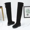 Fashion Fashion Warm Suede Women Boots Winter Black Over The Knee Boots New Comfort Lace Up Chunky High Heels Shoes  Round Toe Boots
