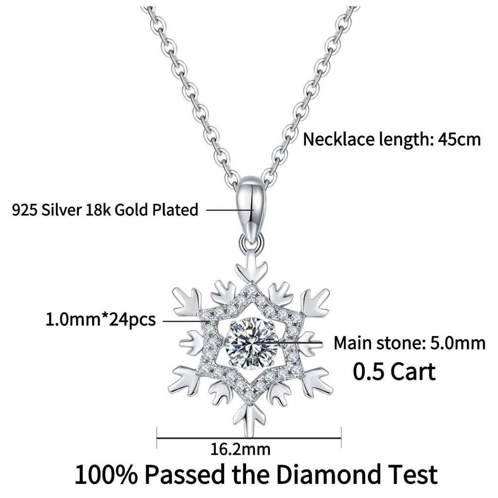 0,5 карат D цвет VVS1 муассанит снежинка форма кулон ожерелье из стерлингового серебра 925 пробы О-цепочка модные украшения для женщин