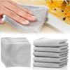 Reversible Metal Wire Dishcloth, 20x20cm, Bamboo Charcoal Kitchen Cloth, Double-Sided Metal Cleaning Cloth, Scratch-Free, Mesh Dishwashing Cloth, Wet/