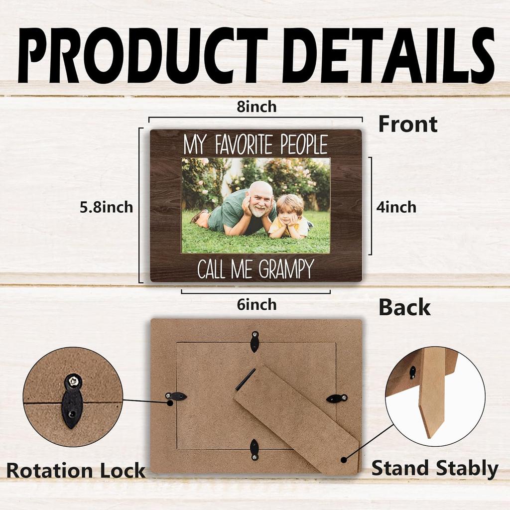 My Favorite People Call Me Grampy Picture Frame, Grampy Grandpa Gifts for Father's Day, Best Grandpa Gifts Photo Frame 4x6, Grandfather Wooden Photo