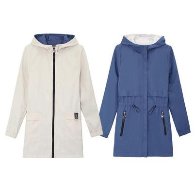 Женская ветровка куртка с капюшоном и поясом Jcket Двойная боковая молния Overcoat