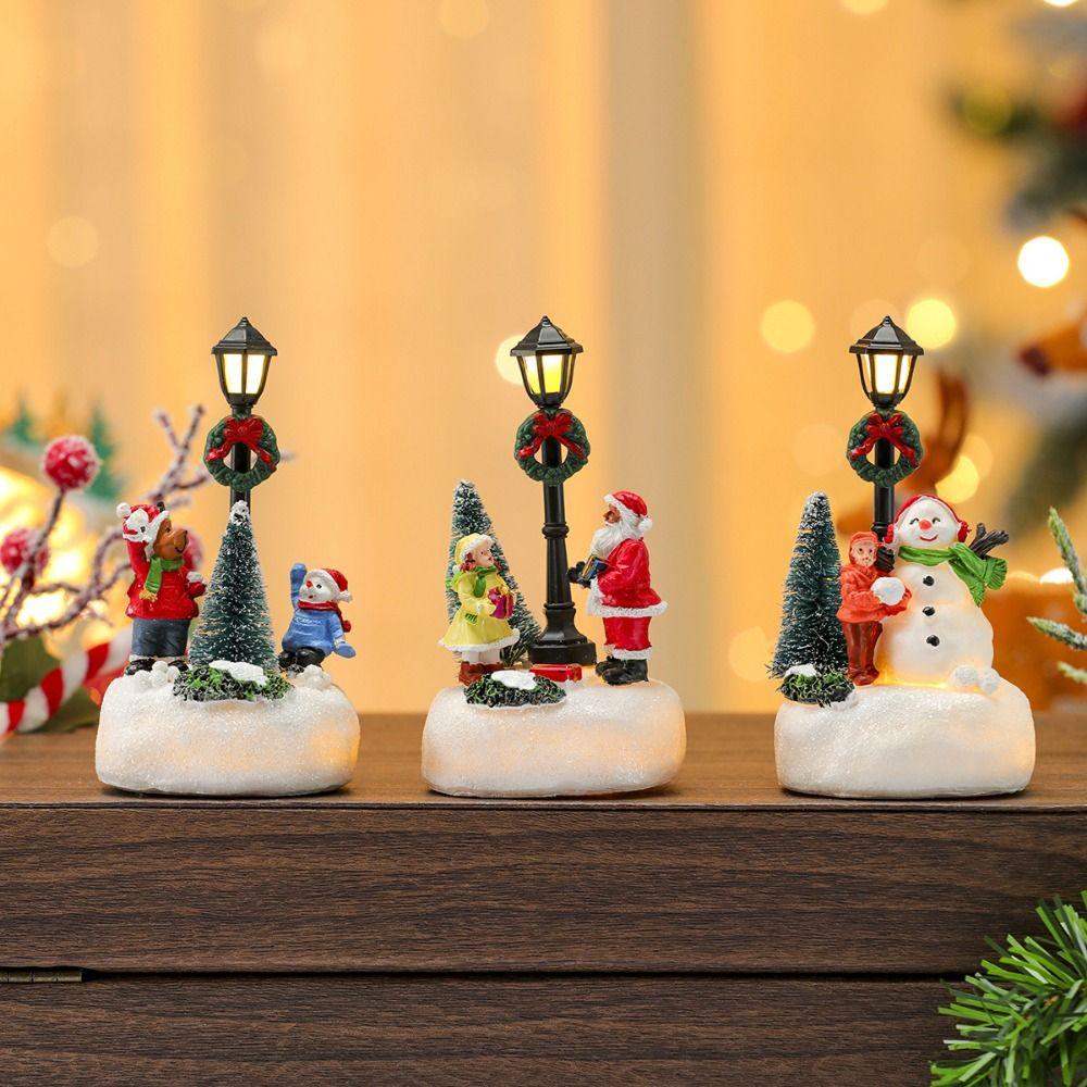 Snow View Christmas Street Lamp Ornament Resin Christmas Decor Holiday Gift