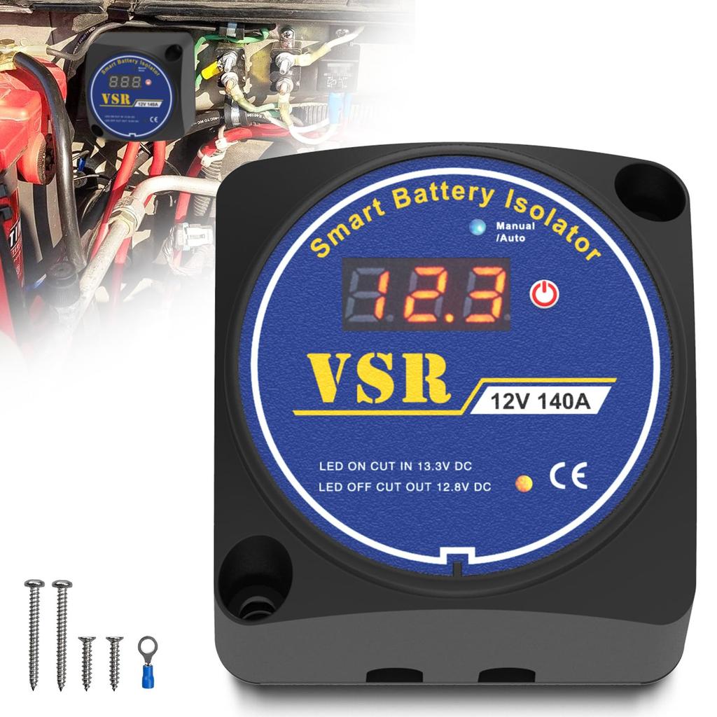 Dual Isolator 12V140Amp Manual and Auto Mode RV Compatible Voltage Sensitive Relay VSR