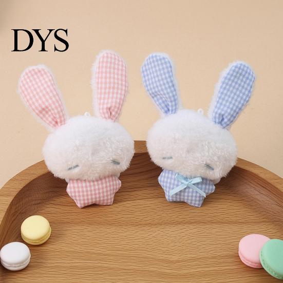 Plaid Ear Bunny Charm Ribbon Bow Rabbit Plush Pendant for Backpacks, Stuffed Bag Charm, Soft Animal Keychain Decoration Decorative Accessory