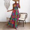 Европейское и американское платье макси без спины с радужным принтом тай-дай