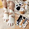 Plush Women Cotton Socks Cute Cat Paw Cartoon Pattern Super Soft for Female StayIn The House Sleeping Floor Sox Winter