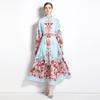 Весна-лето Женский однобортный халат с принтом Длинный макси Большие качели Пляжные платья для отдыха на море с поясом
