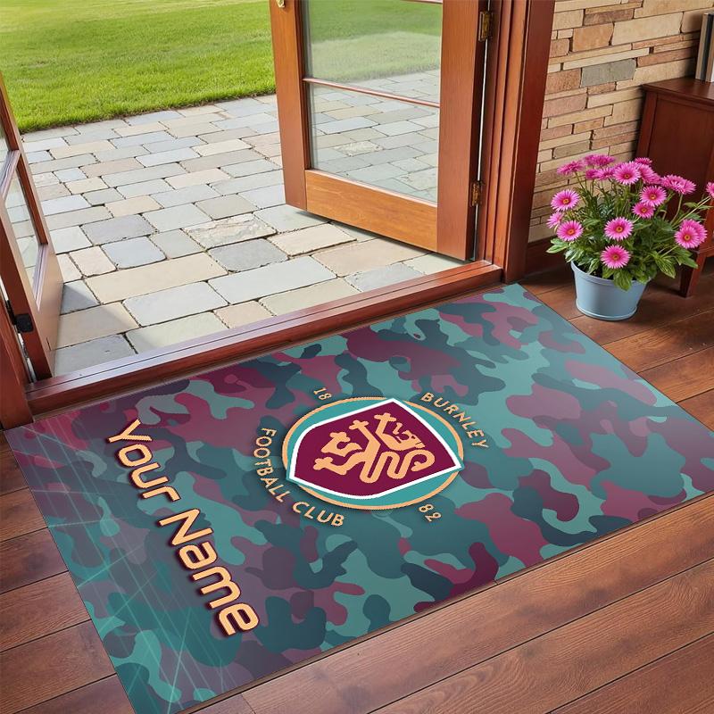 Crystal Velvet Rug Custom Name Text, Soft Non Slip Floor Mat Home DecorBurnley Football