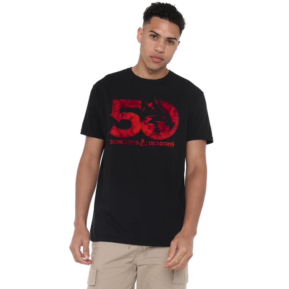 Dungeons & Dragons Mens Stacked Logo 50th T-Shirt