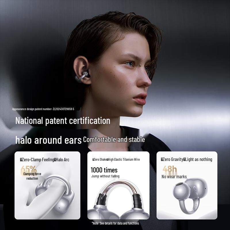 Saina F50 Bluetooth-наушники с зажимом для уха, открытого типа, с ИИ-переводом
