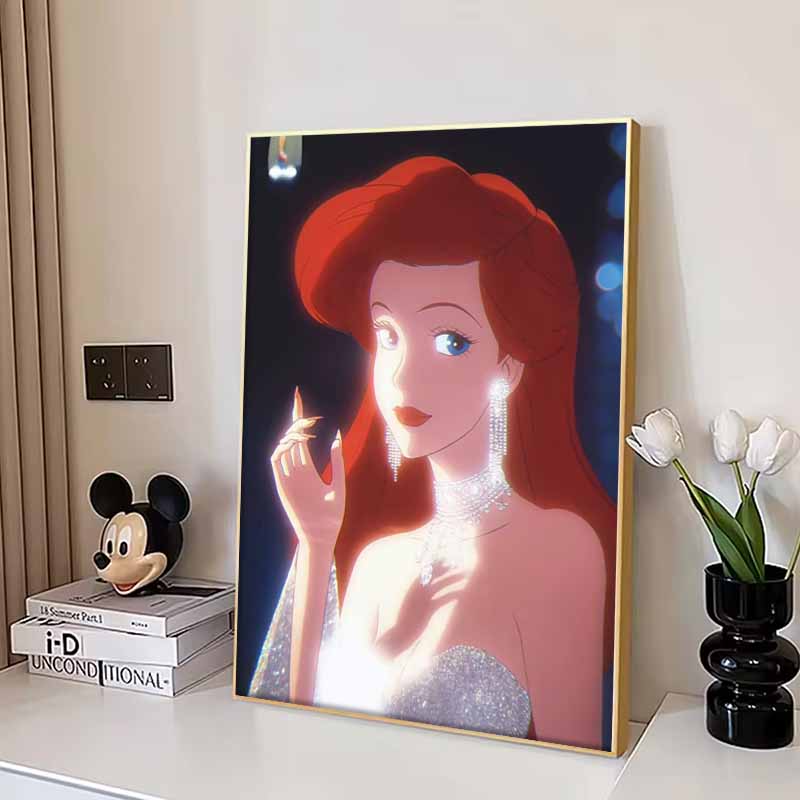 Disney 5D DIY Diamond Painting: Иконические черты Ариэль Иллюстрация Мультфильм Полная Алмазная Мозаика Искусство Настенное Украшение Набор