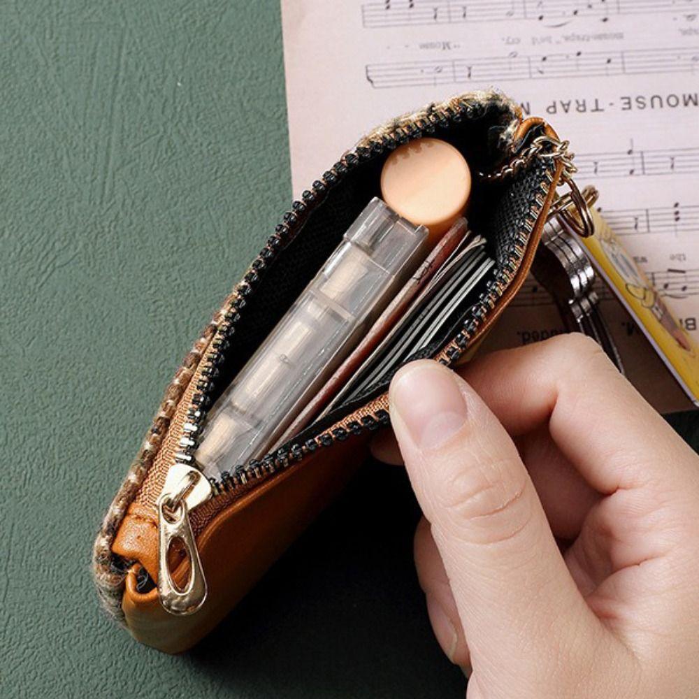 Printing Canvas Coin Purse Car Key Bag Short Style Wallet Fashion Houndstooth Zipper Purse Outdoor