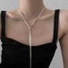 Fashion Snake Chain Necklace for Women Minimalist Metal Long Tassel Adjustable Pull Sweater Chain Jewelry