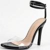 Fashion Transparent PVC Pointed Toe Open Toe Women Sandals Sexy Ankle Strap Thin Heel Slide Sandals Fashion Buckle Plus Size Women Shoes