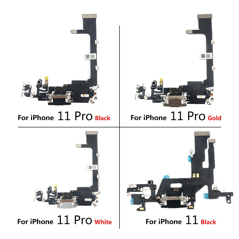 Запасная плата разъема зарядки с шлейфом для серии iPhone 11 - Порт USB для зарядки и микрофон (Копия № ИС)