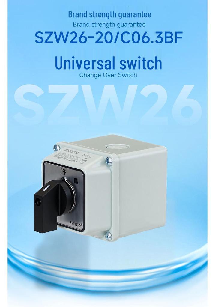 Zhuochao SZW26-20/C06.3BF Three-Section Two-Speed Rotary Switch with Protective Box
