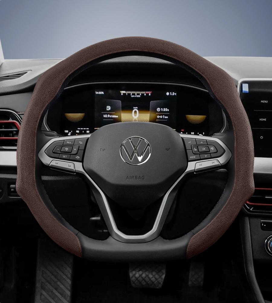 Подходит для премиальных замшевых накидок на руль Volkswagen с кнопками, нескользящие и прочные, доступны для рулей D-образной формы, совместимые