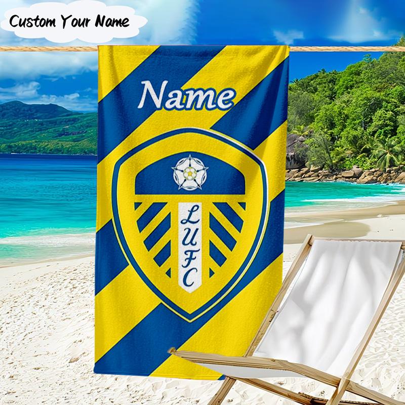 1PC Custom Name Beach Towel Leeds Crest Beach Towel, Suitable for Camping, Travel, Beach Accessories, Super Absorbent, Family Gift