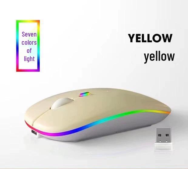 Двухрежимная ультратонкая перезаряжаемая Bluetooth бесшумная мышь со светящейся функцией для офисного и планшетного использования