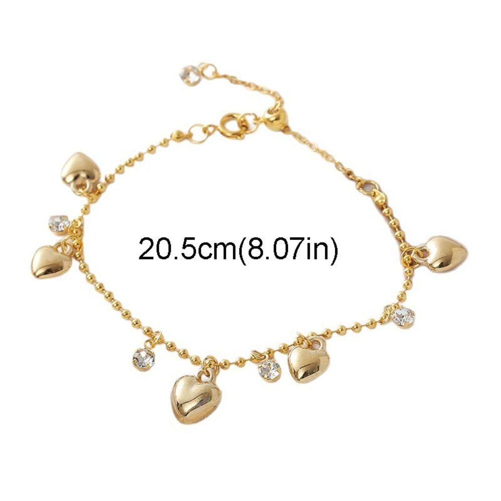 Zinc Zinc Alloy Heart Bracelet Bead Charm Hand Chain Sweet Gold Bracelet Bridal Party