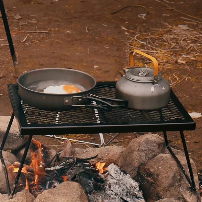 Складной уличный стальной сетчатый стол для пикника, переносной стол для хранения, пикника, барбекю, стола для приготовления пищи