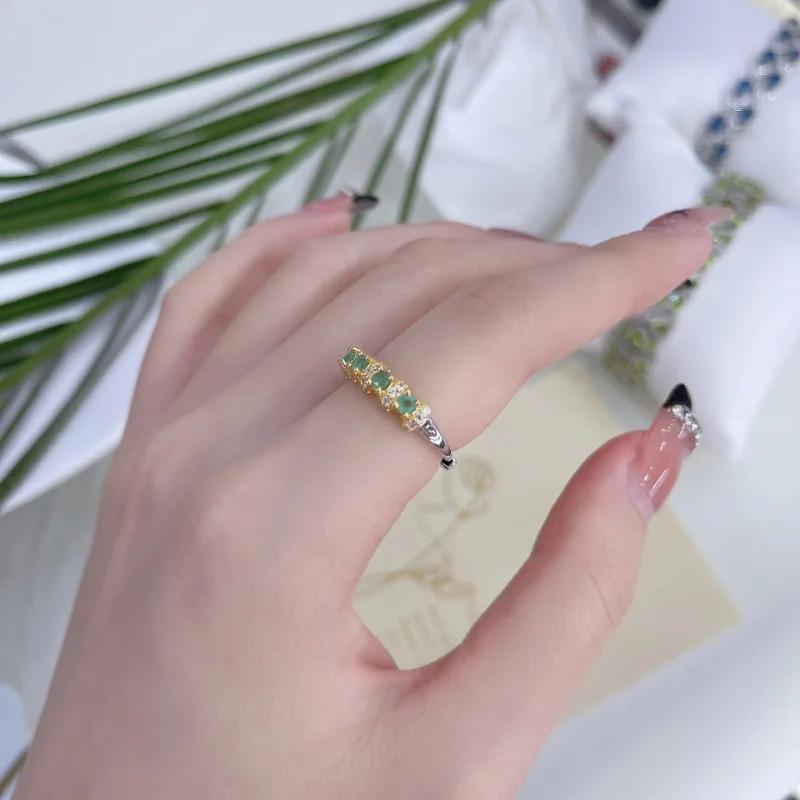 Sace Gems Кольца из стерлингового серебра 925 пробы 3 мм с натуральным изумрудом для женщин, для помолвки, для коктейльной вечеринки, ювелирные изделия