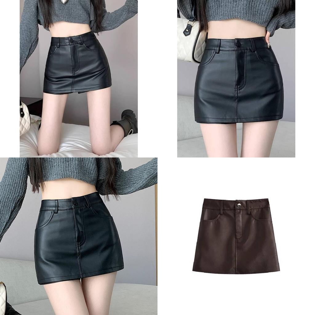 Streetwear Pu Mini Skirt With Zipper For Trendy Girls Spring