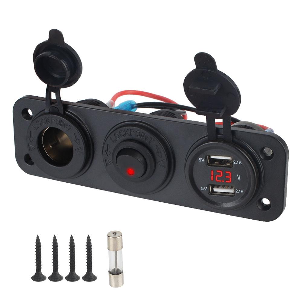 USB-разъем для зарядки со светодиодным вольтметром, разветвитель 12 В, USB C QC3.0, автомобильный прикуриватель с тумблером, панель переключателя PD, разветвитель