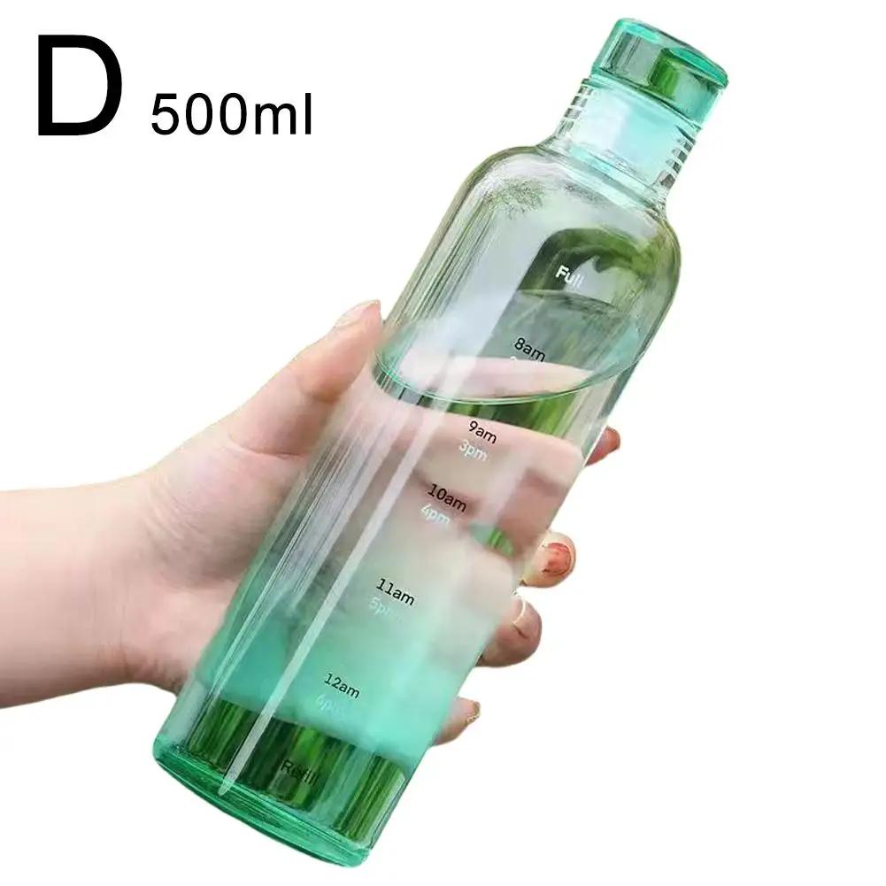 Time Scale Cup Transparent Plastic Leak-proof Simple Colorful Internet Coffee Milk Celebrity Water Break-resistant Drink Cu K0P2
