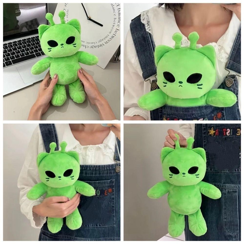 Stuffed Animal Kitten Plushie Dolls Green Space Cat Plushie Alien Cat Plush Toy for Friends