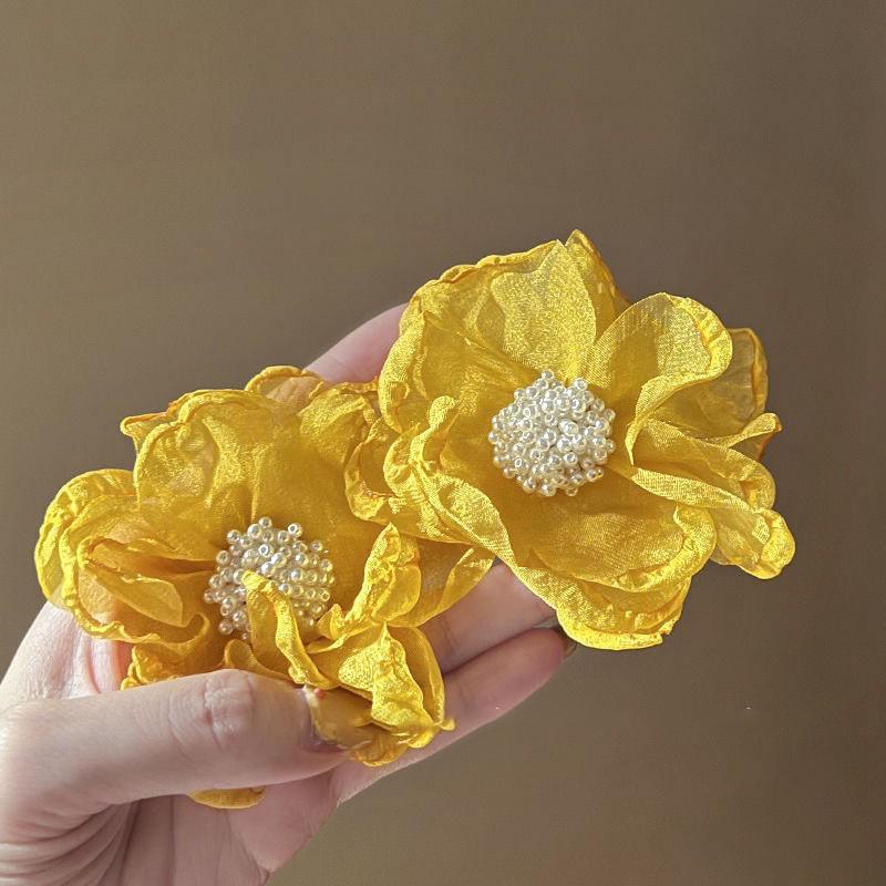 Серьги с кисточками в виде цветов из шифона "Серебряная игла", Милый стиль Мори, Дофаминовый тренд, Универсальные женские серьги