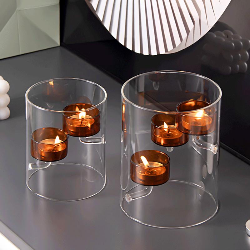 1PC Hurricane Creative Oil Lamp Windproof Glass Candlestick Home Decor Cylindrical Clear Candle Holder European Style Glass
