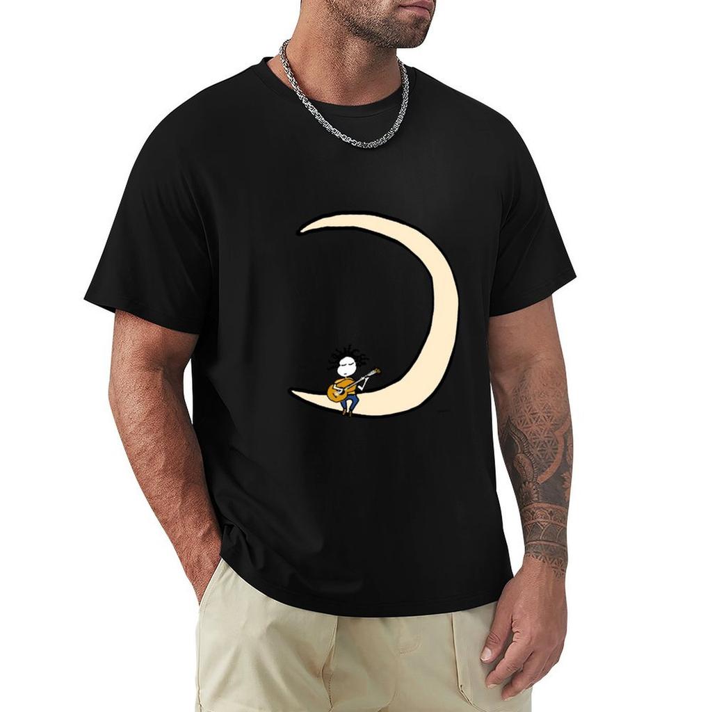 Moon And Guitar TShirt Worker Basic Short Sleeve Tee