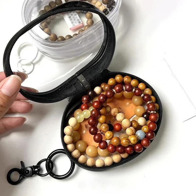 Новая круглая черная прозрачная сумка для хранения из ПВХ, органайзер для ювелирных изделий, портативный брелок, сумки для хранения кабелей для передачи данных, наушников, монет, зарядных устройств