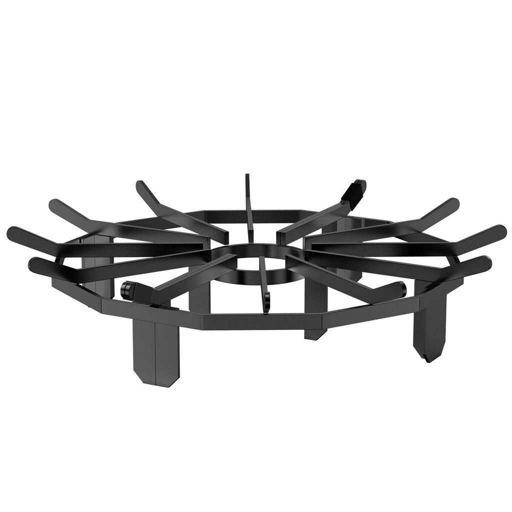 Log Grate, 27 inch Heavy Duty Wheel Fire Grate with 6 Support Legs, Solid Powder-coated Steel Bars, Log Firewood Burning Rack Holder for Wood Stove