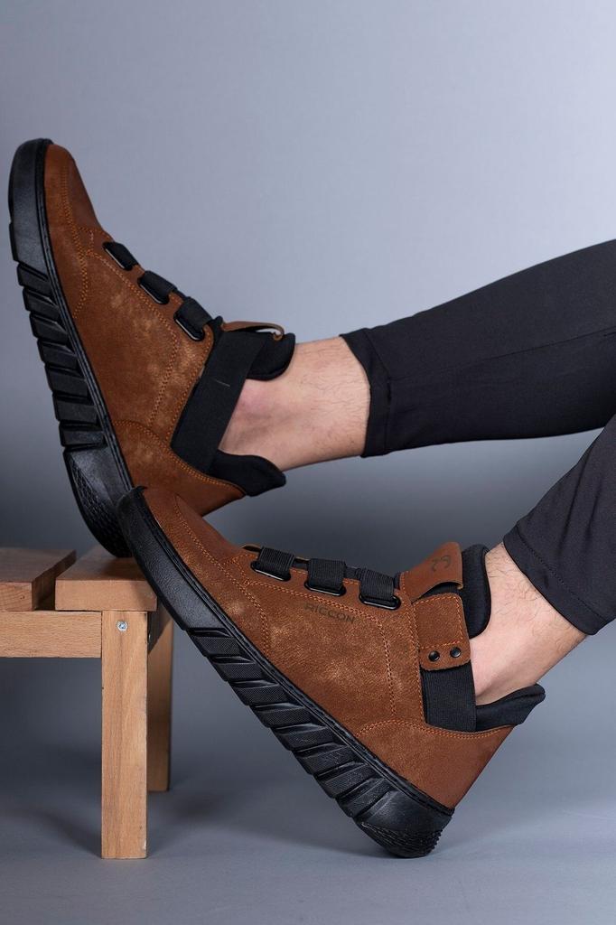 Men's Fashion Faux Leather Flat Heeled Booties Bootie Brown Black Unisex Sneaker Boots Shoes