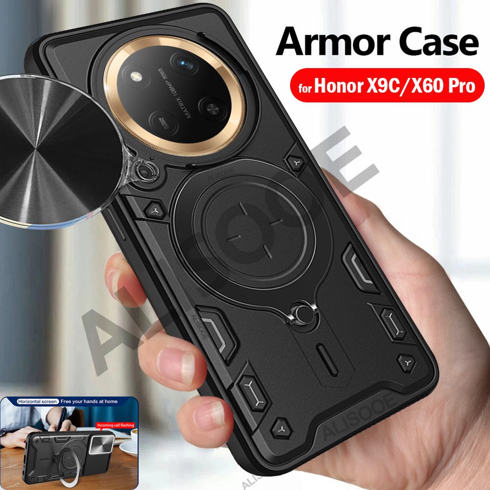 Armor Funda для Honor X9C 5G Чехол Сдвижная камера Кольцо-подставка Защитная крышка для Honor X60 Pro Противоударная Capa