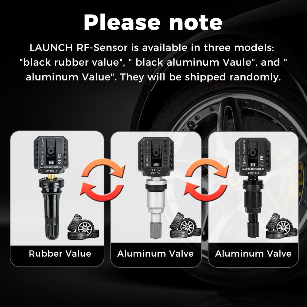 LAUNCH X431 TSENSOR-05 Универсальный датчик TPMS 315 МГц/433 МГц Двойная частота Регулируемый угол Резиновый клапан Монитор давления в шинах