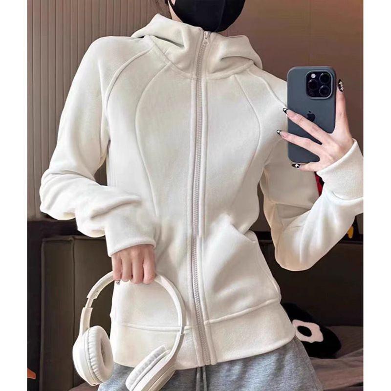 Женская спортивная куртка Lulu из двухстороннего плотного бархата Ollie в американском стиле с капюшоном и высоким воротником - осень/зима 2024 г.